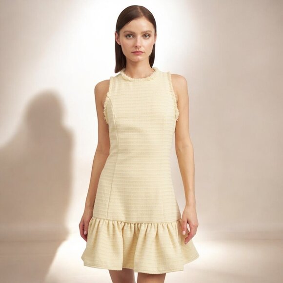 NWT En Saison Janice Tweed Mini Dress in Buttermilk